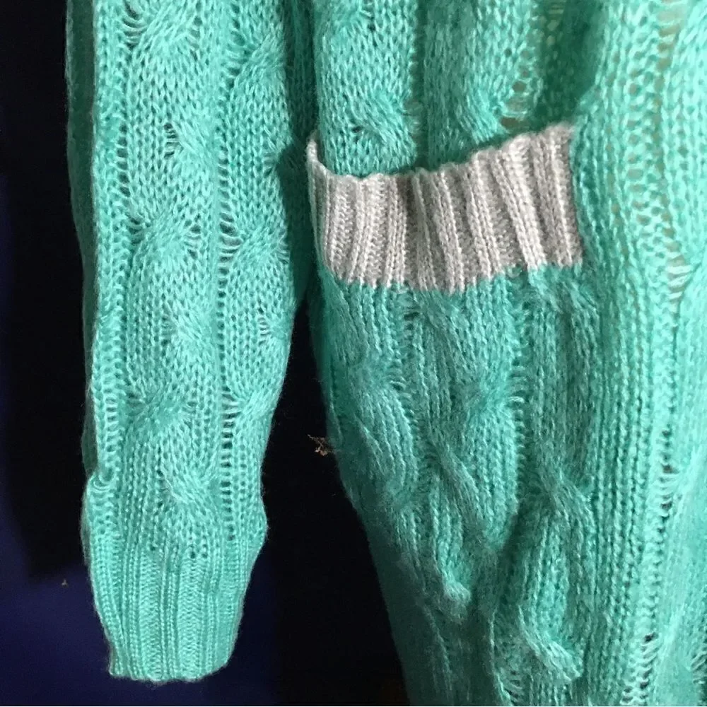 LuLaRoe Lucielle NWT Aqua/Gray Knit Cardigan Sweater Size M